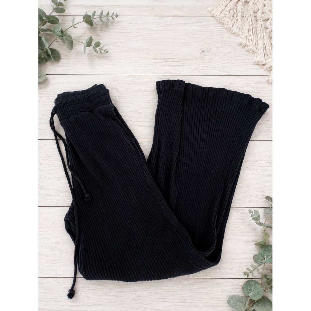 FP Movement Flare Wide Leg Ribbed Pull On Pants Loungewear Womens XS Black
